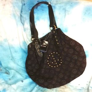 Black fabric hobo bag
